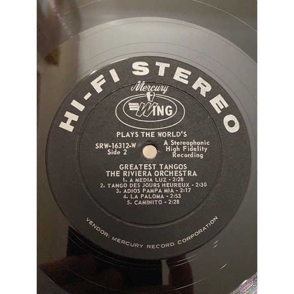 The Riviera Orchestra Plays the World's Greatest Tangos Mercury SRW 16312 LP - Picture 7 of 7